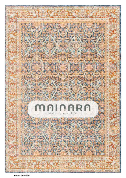Karpet Tradisional (OR-T-0061) - Orange,Blue