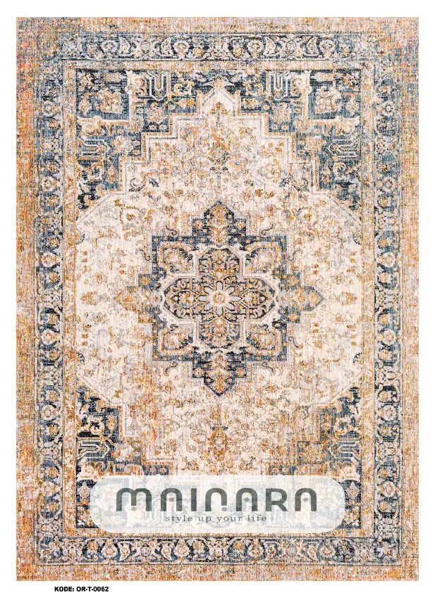 Karpet Tradisional (OR-T-0062) - Orange,Blue