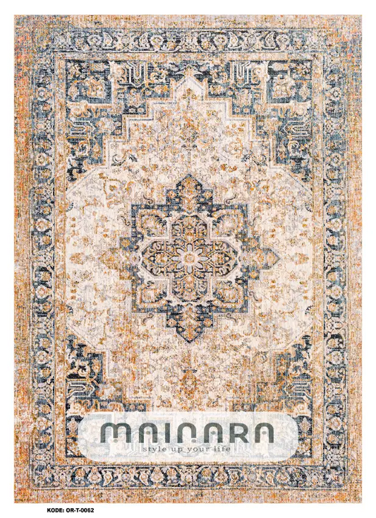 Karpet Tradisional (OR-T-0062) - Orange,Blue