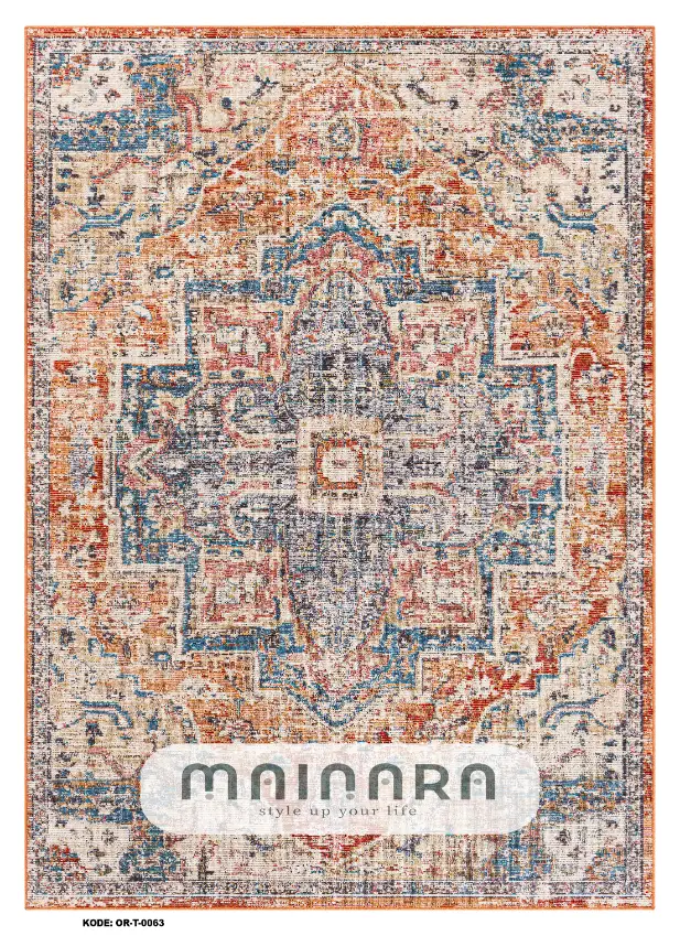 Karpet Tradisional (OR-T-0063) - Orange, Grey
