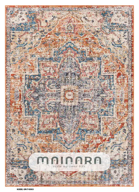 Karpet Tradisional (OR-T-0063) - Orange, Grey