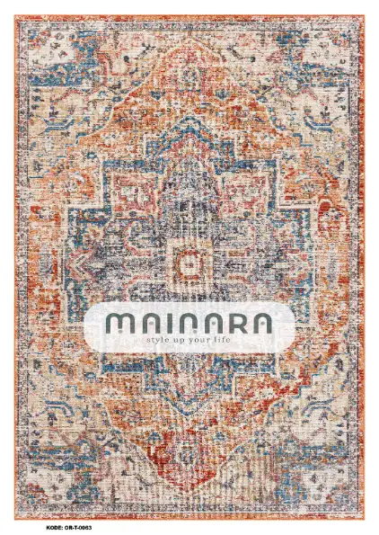 Karpet Tradisional (OR-T-0063) - Orange, Grey