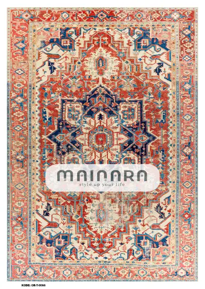 Karpet Tradisional (OR-T-0066) - Orange, Peach, Blue