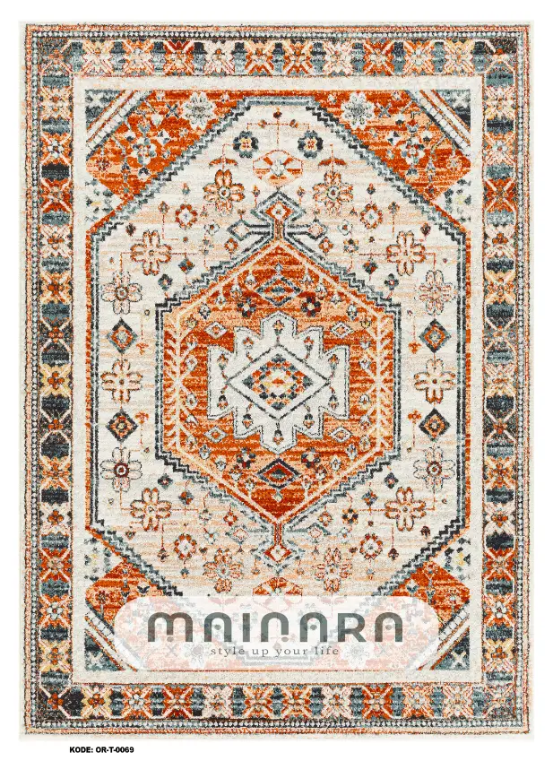 Karpet Tradisional (OR-T-0069) - Orange, White