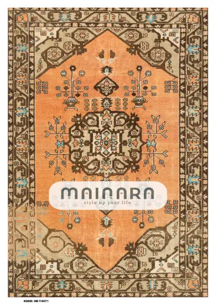 Karpet Tradisional (OR-T-0071) - Orange, Brown, Gold