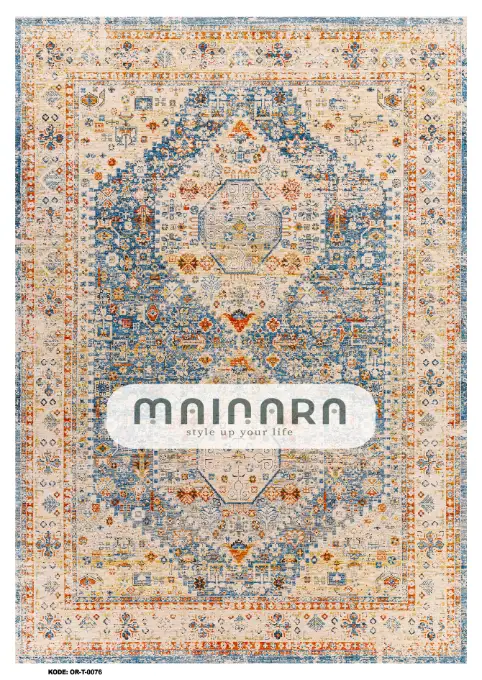 Karpet Tradisional (OR-T-0076) - Orange,Blue