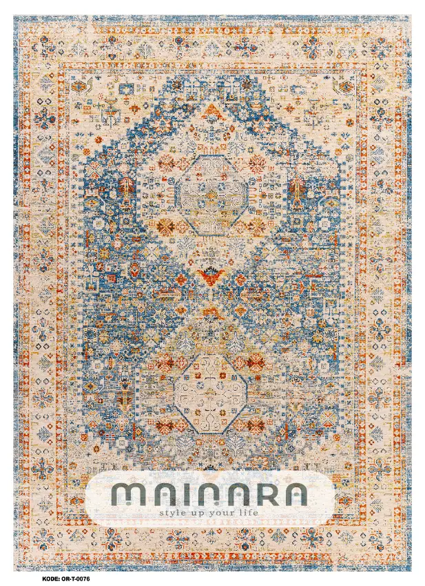 Karpet Tradisional (OR-T-0076) - Orange,Blue