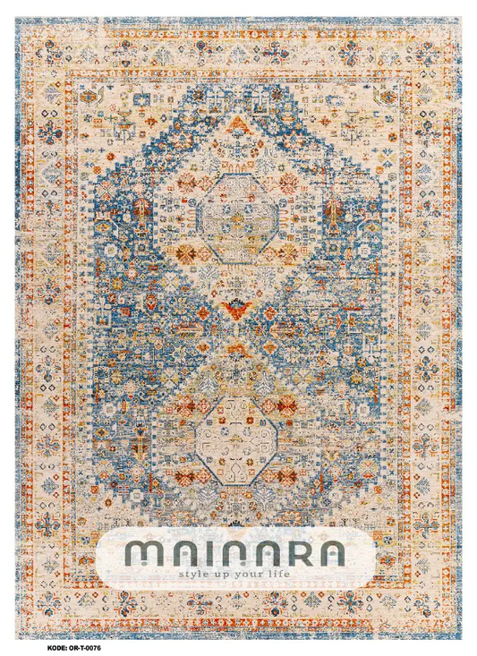 Karpet Tradisional (OR-T-0076) - Orange,Blue