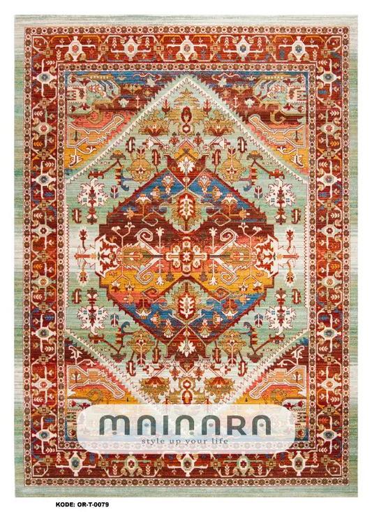 Karpet Tradisional (OR-T-0079) - Orange,Red,Green