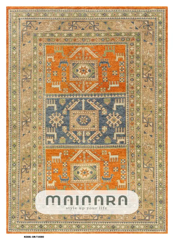 Karpet Tradisional (OR-T-0081) - Orange,Brown