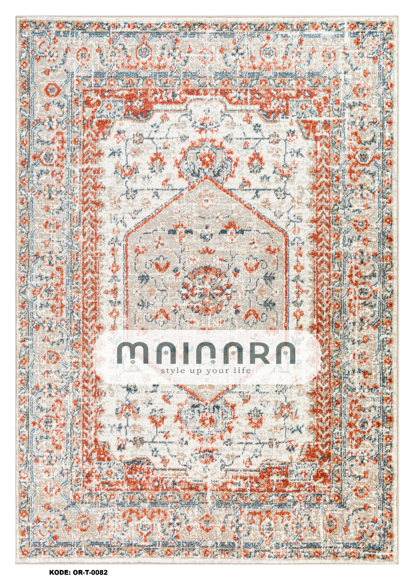 Karpet Tradisional (OR-T-0082) - Orange, Grey