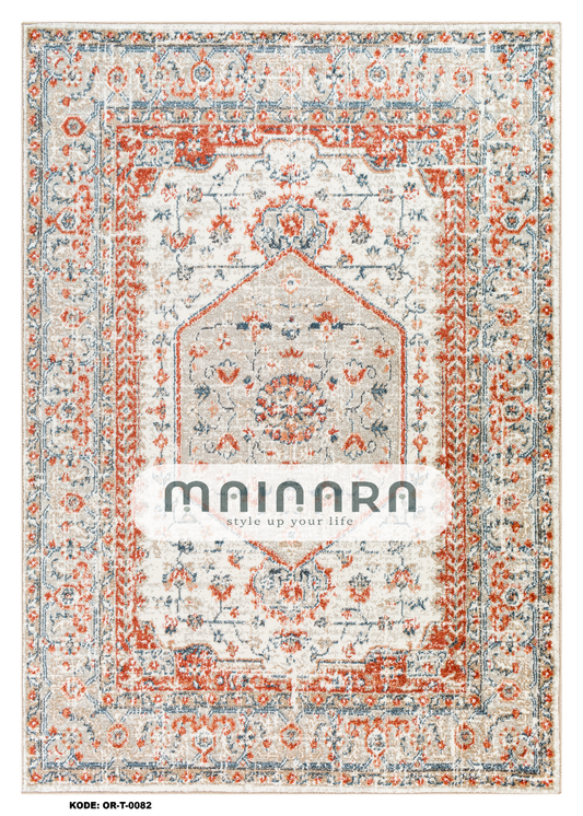 Karpet Tradisional (OR-T-0082) - Orange, Grey