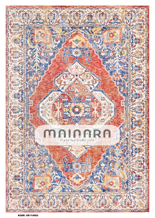 Karpet Tradisional (OR-T-0083) - Orange, Blue