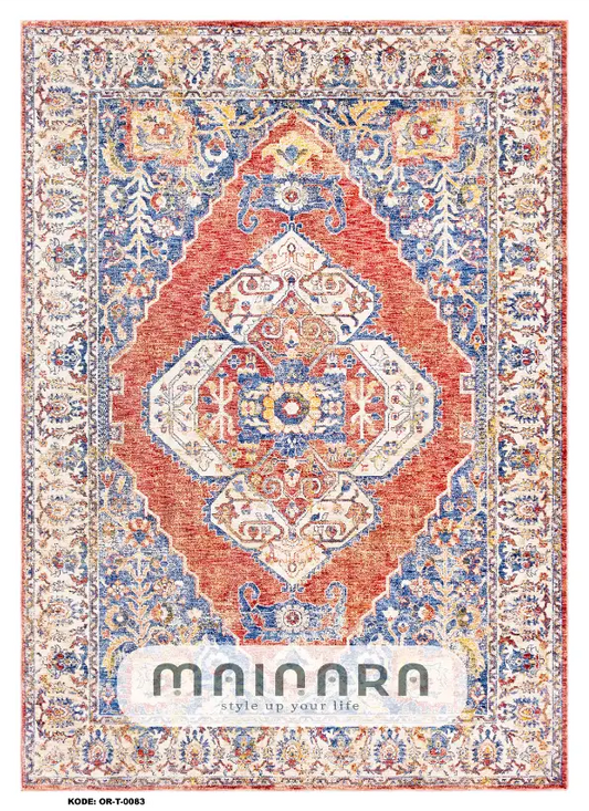Karpet Tradisional (OR-T-0083) - Orange, Blue