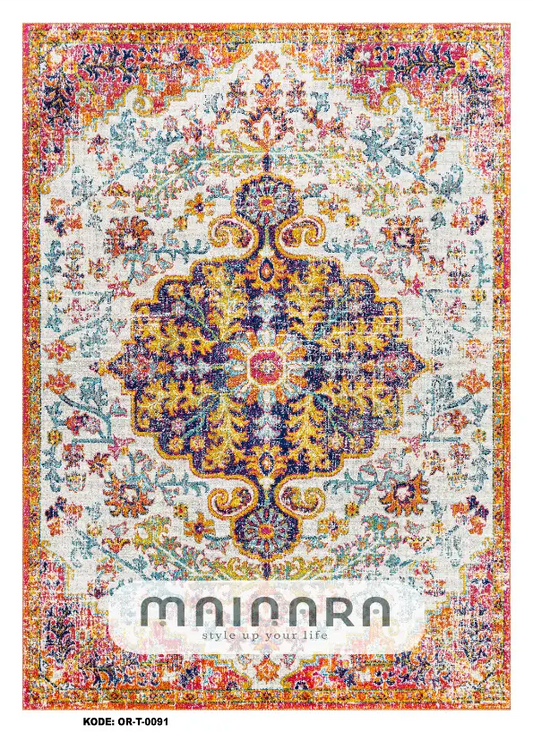 Karpet Tradisional (OR-T-0091) - Orange, Navy