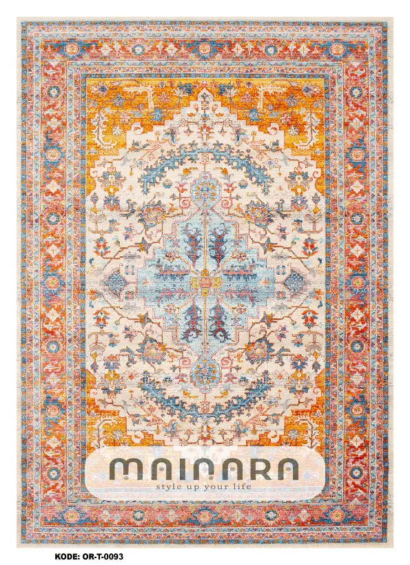 Karpet Tradisional (OR-T-0093) - Orange, Blue