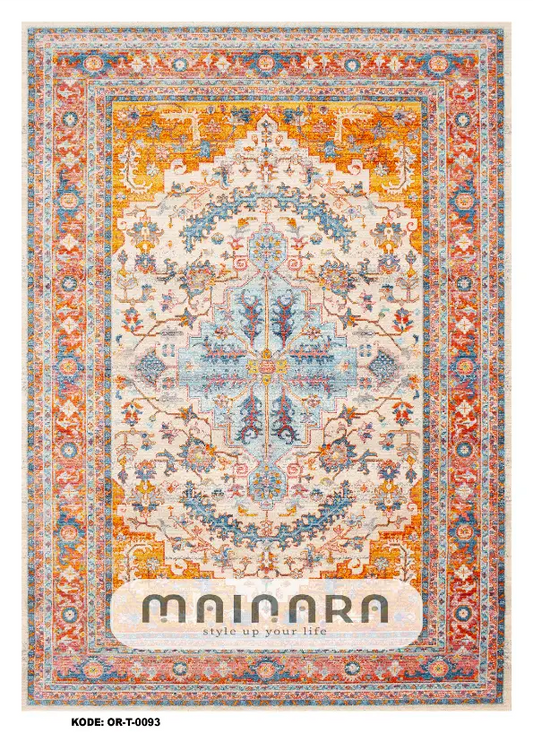 Karpet Tradisional (OR-T-0093) - Orange, Blue