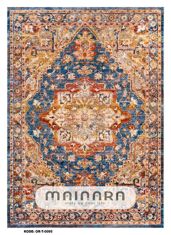 Karpet Tradisional (OR-T-0095) - Orange, Navy