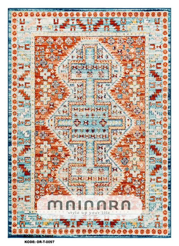 Karpet Tradisional (OR-T-0097) - Orange, Blue