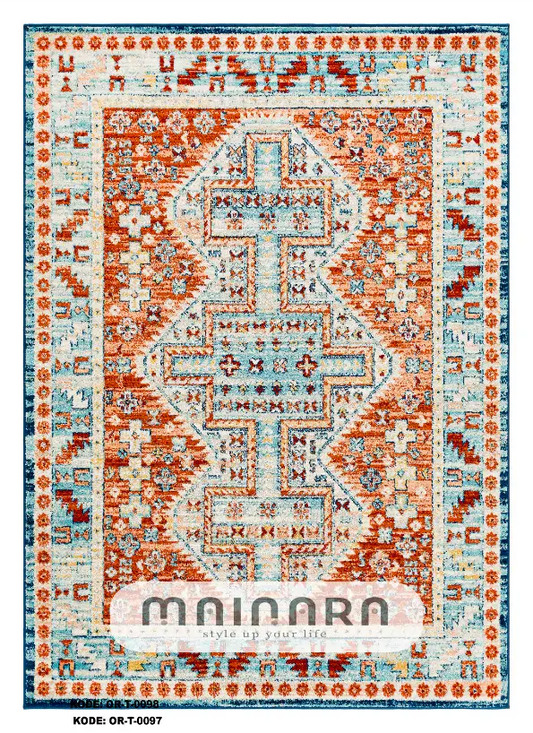 Karpet Tradisional (OR-T-0097) - Orange, Blue