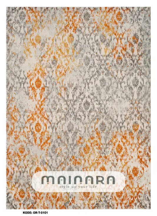 Karpet Tradisional (OR-T-0101) - Orange, Grey