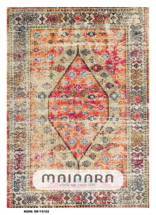 Karpet Tradisional (OR-T-0102) - Orange, Pink