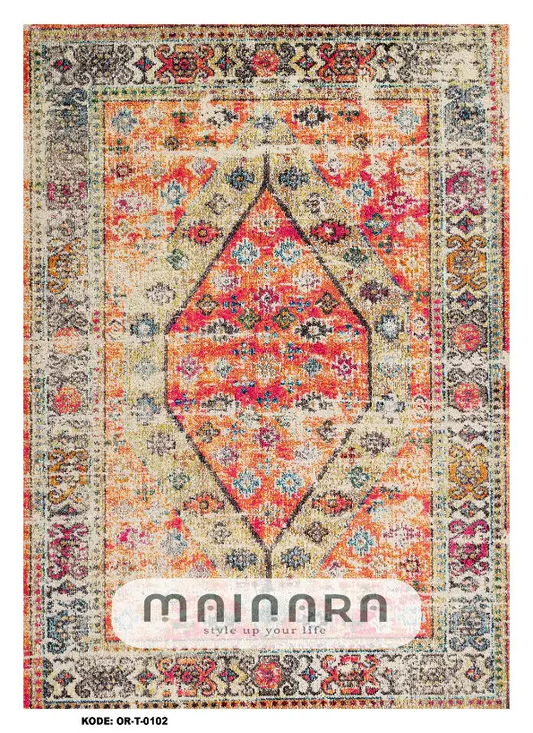 Karpet Tradisional (OR-T-0102) - Orange, Pink