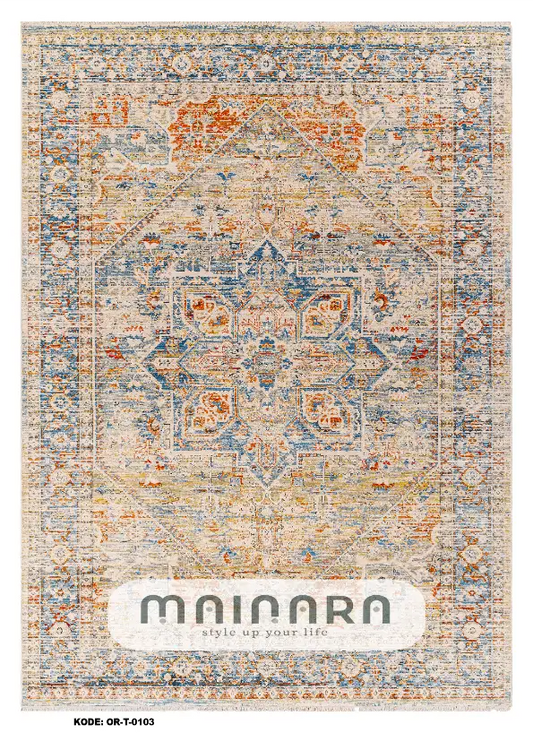 Karpet Tradisional (OR-T-0103) - Orange, Blue