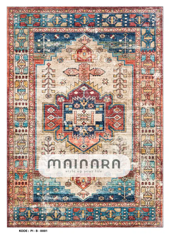 Karpet Bohemian (PI-B-0001) - Pink,Salmon,Blue