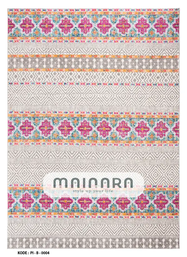 Karpet Bohemian (PI-B-0004) - Pink,Grey
