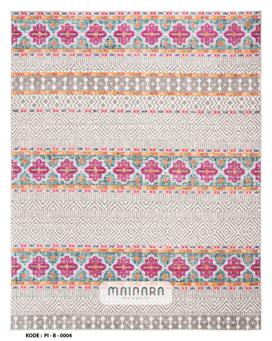 Karpet Bohemian (PI-B-0004) - Pink,Grey