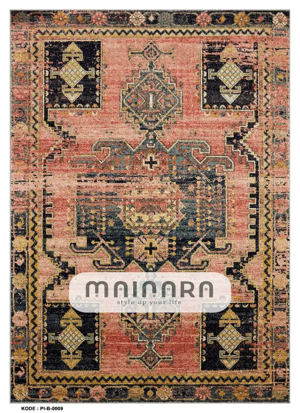 Karpet Bohemian (PI-B-0009) - Pink,Peach,Black