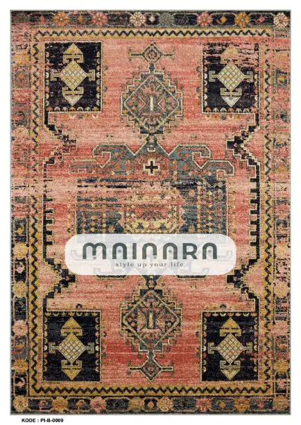 Karpet Bohemian (PI-B-0009) - Pink,Peach,Black