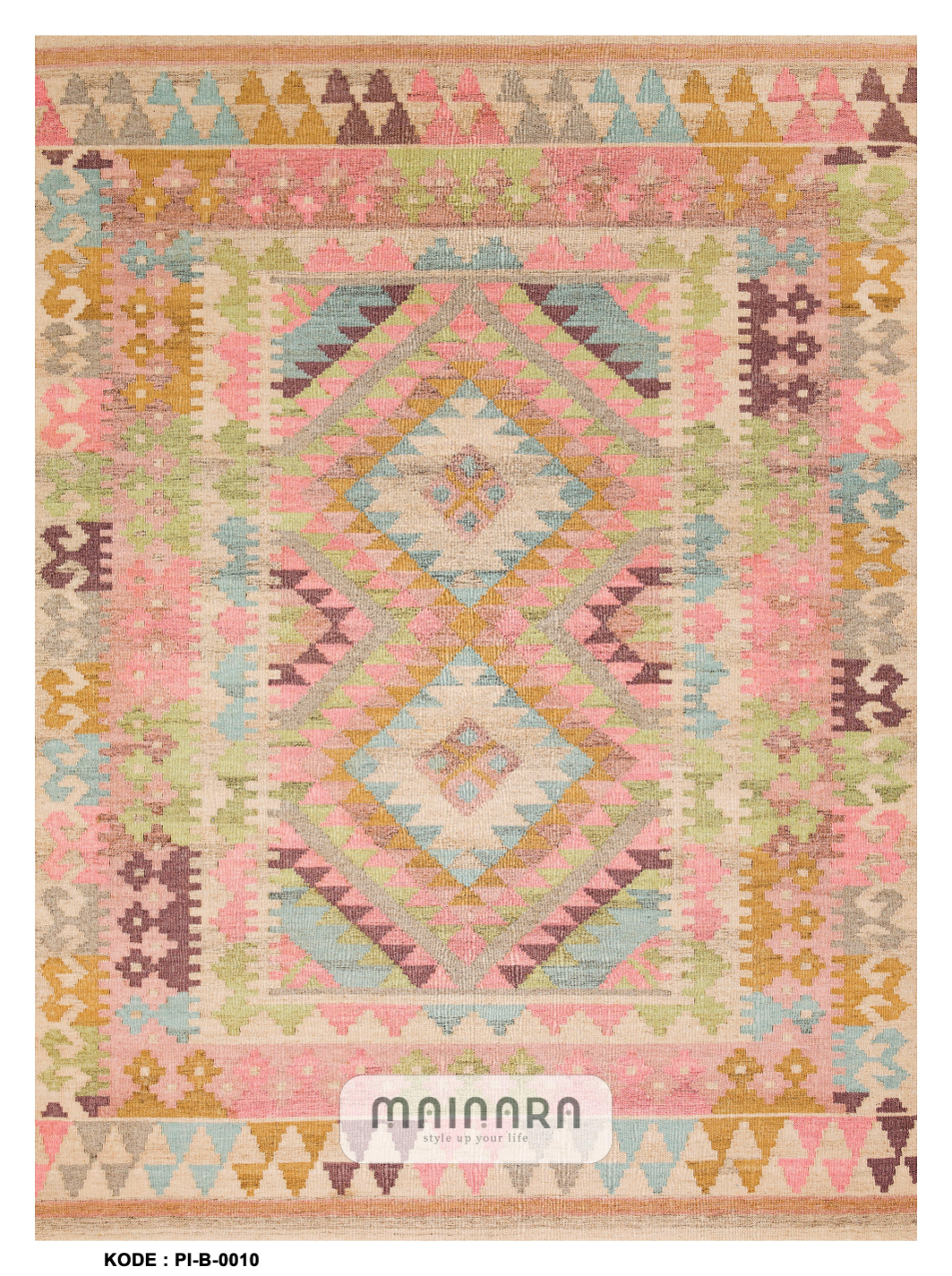 Karpet Bohemian (PI-B-0010) - Pink,Cream