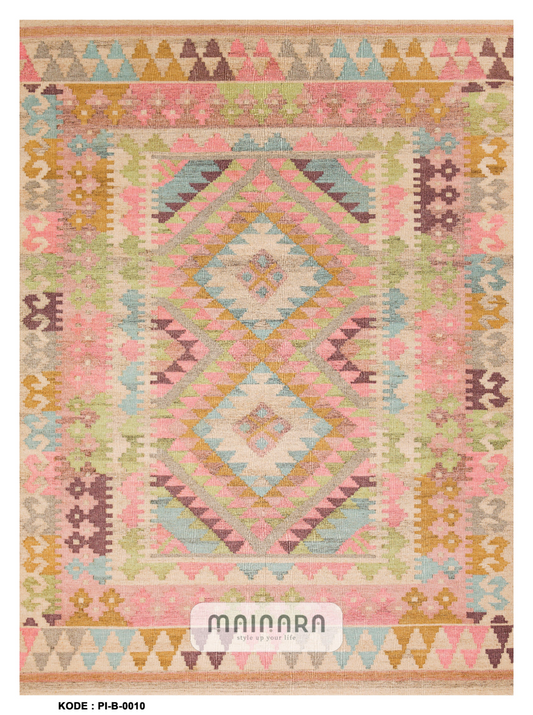 Karpet Bohemian (PI-B-0010) - Pink,Cream