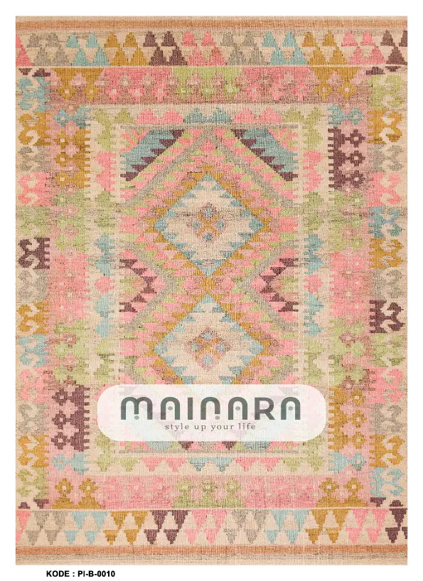 Karpet Bohemian (PI-B-0010) - Pink,Cream