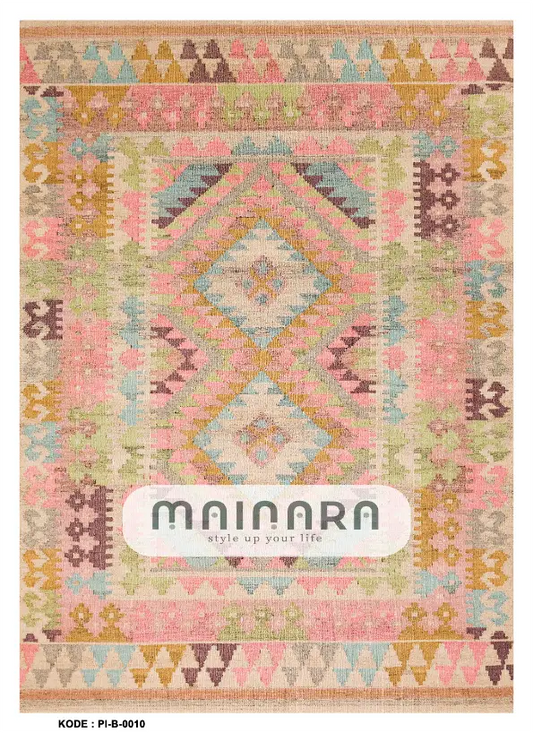 Karpet Bohemian (PI-B-0010) - Pink,Cream