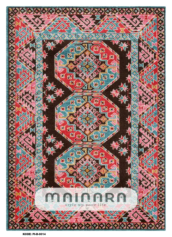 Karpet Bohemian (PI-B-0014) - Pink, Blue, Brown