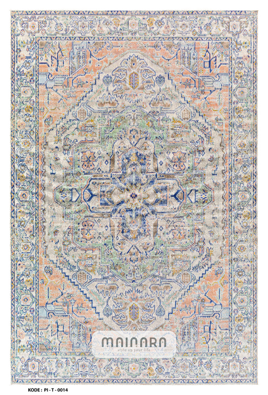 Karpet Tradisional (PI-T-0014) - Peach,Blue