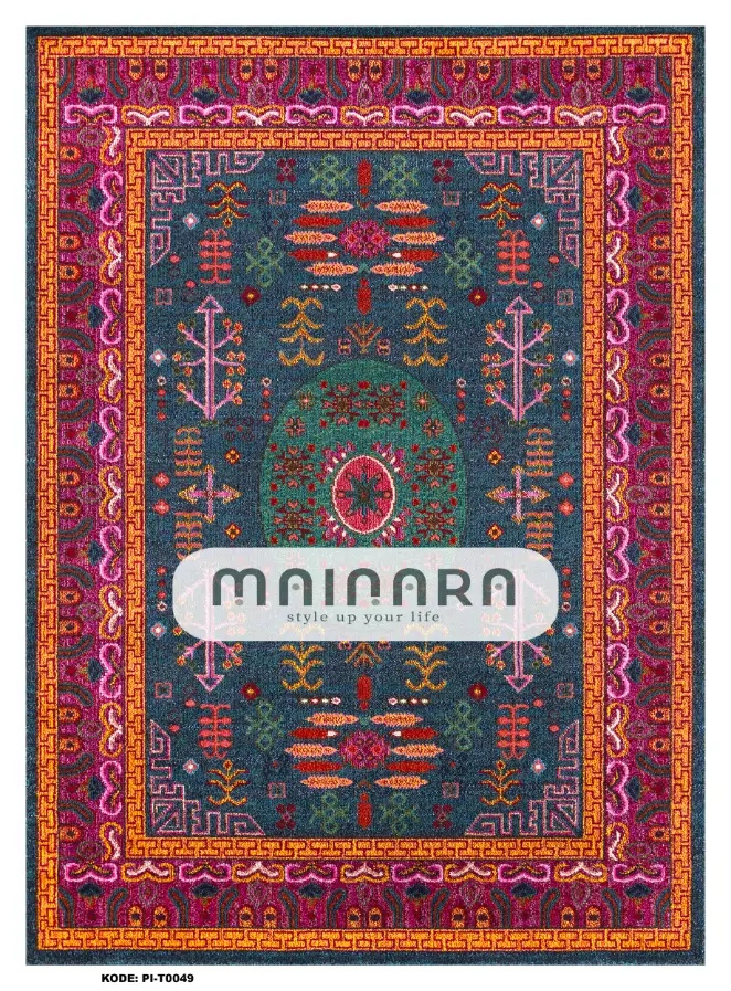 karpet Tradisional (PI-T-0049) - Pink,Grey,Orange