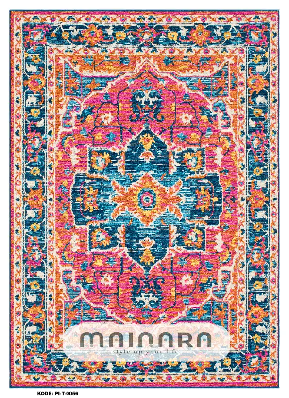 karpet Tradisional (PI-T-0056) - Pink, Orange, Blue