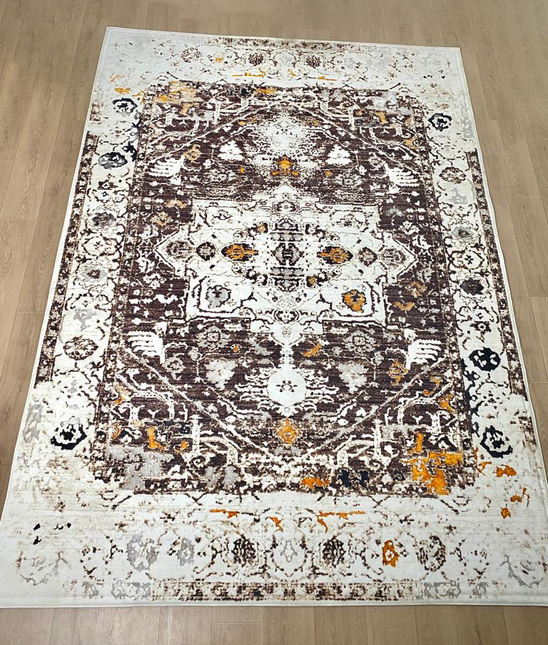 Karpet Tradisional (BR-T-0047) - Brown,Cream,Orange