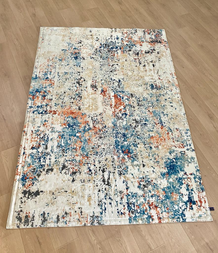 Karpet Abstrak (BU-A-0019) - Blue,Cream,Orange