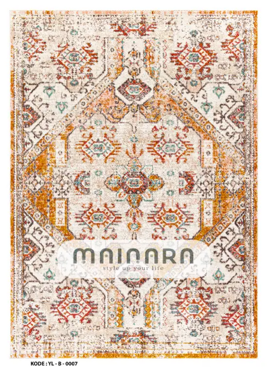 Karpet Bohemian (YL-B-0007) - Yellow,Cream