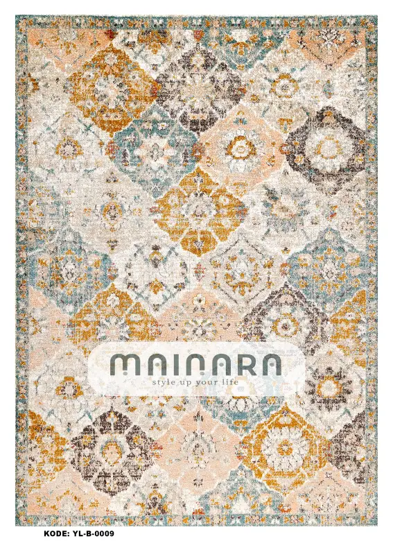 Karpet Bohemian (YL-B-0009) - Yellow,Cream