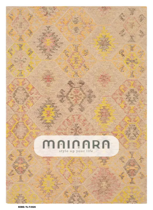 Karpet Tradisional (YL-T-0026) - Yellow,Cream,Brown